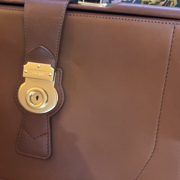 BURBERRY PORTFOLIO CASE W GOLD HARDWARE Doctor Bag DK88 - Leather - Brown - Picture 5 of 16